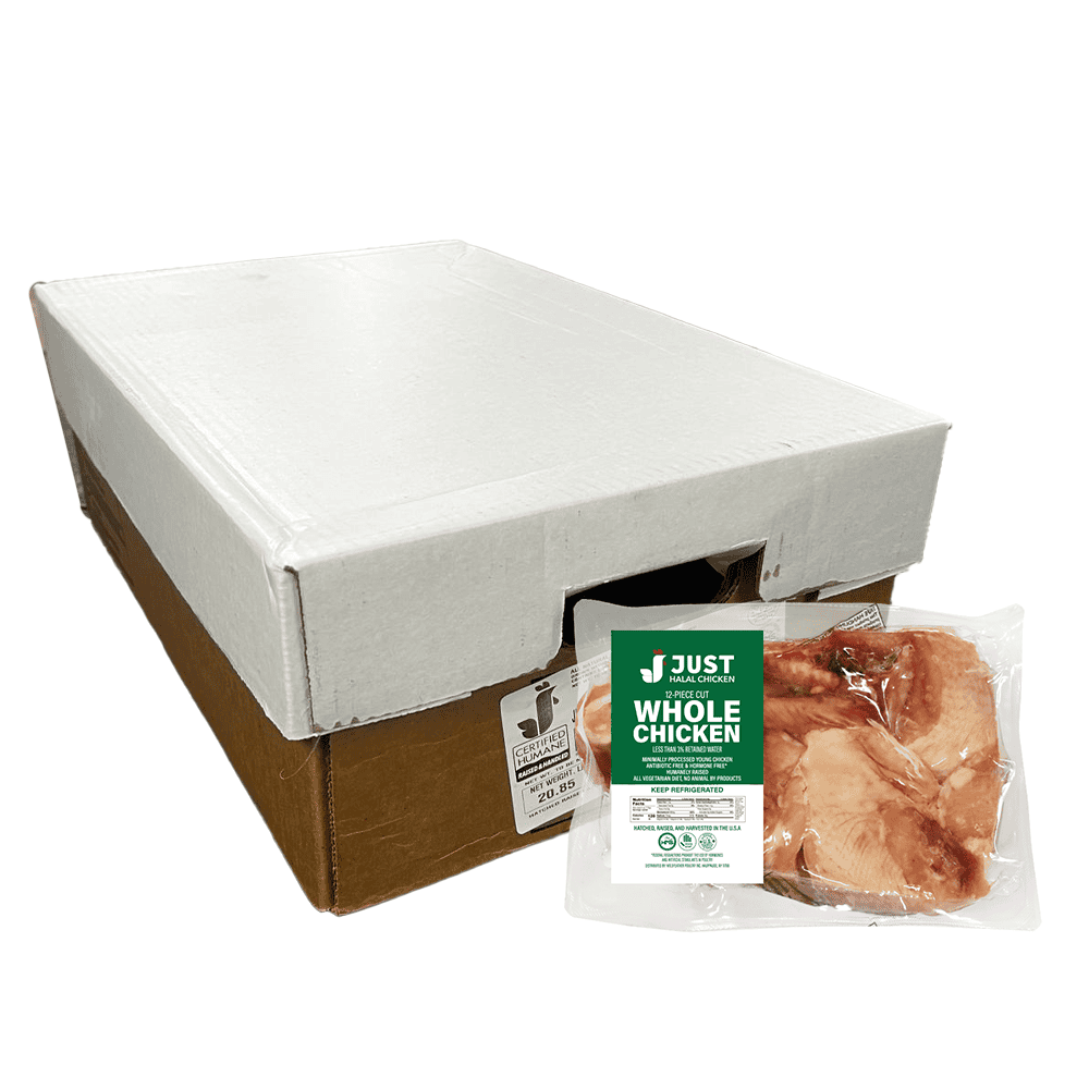 Just Halal Whole Chicken (Cut Into 12 Pieces, Skinless) 32-33Lb
